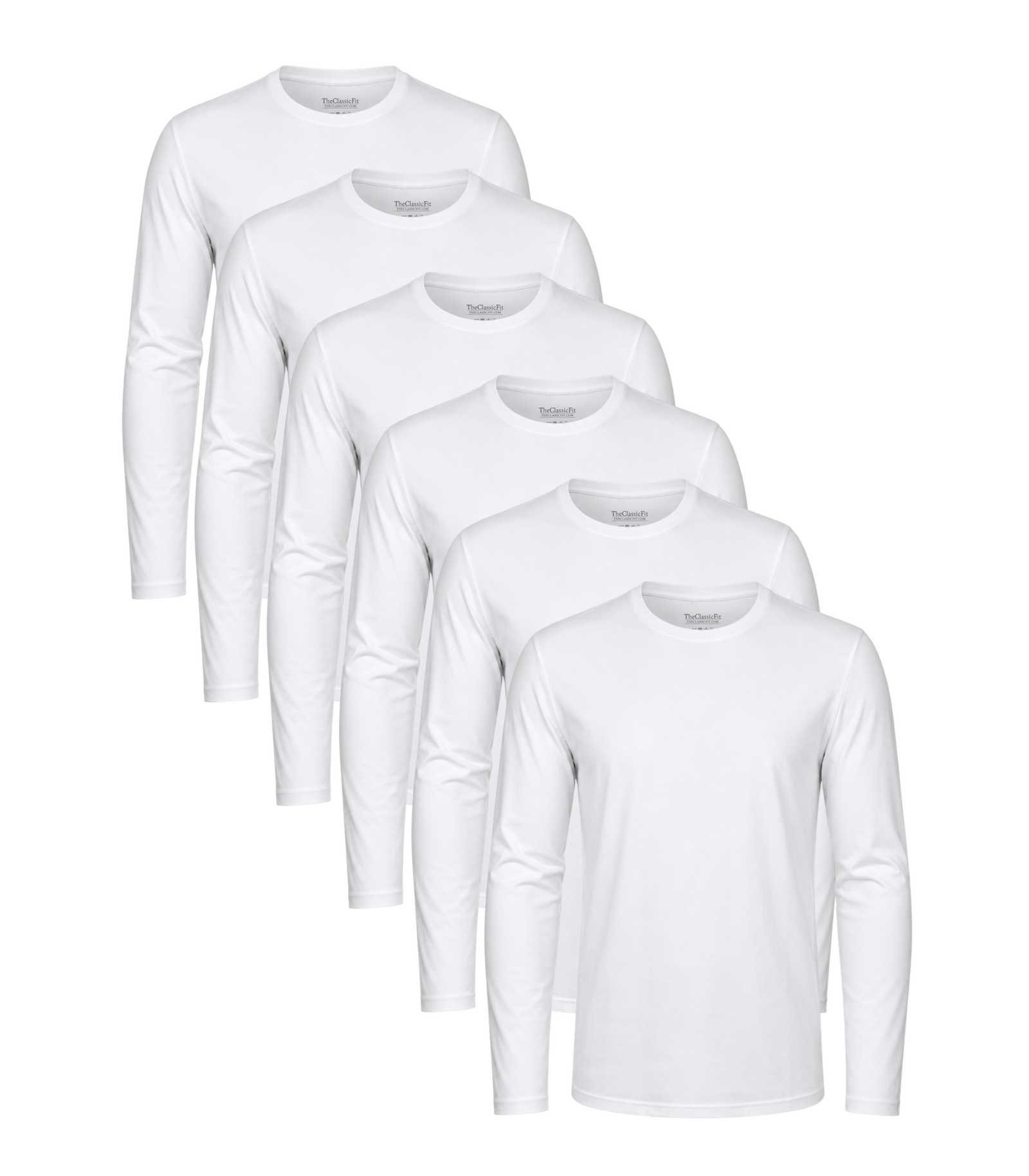 All White Classic Longsleeve Tee 6 Pack