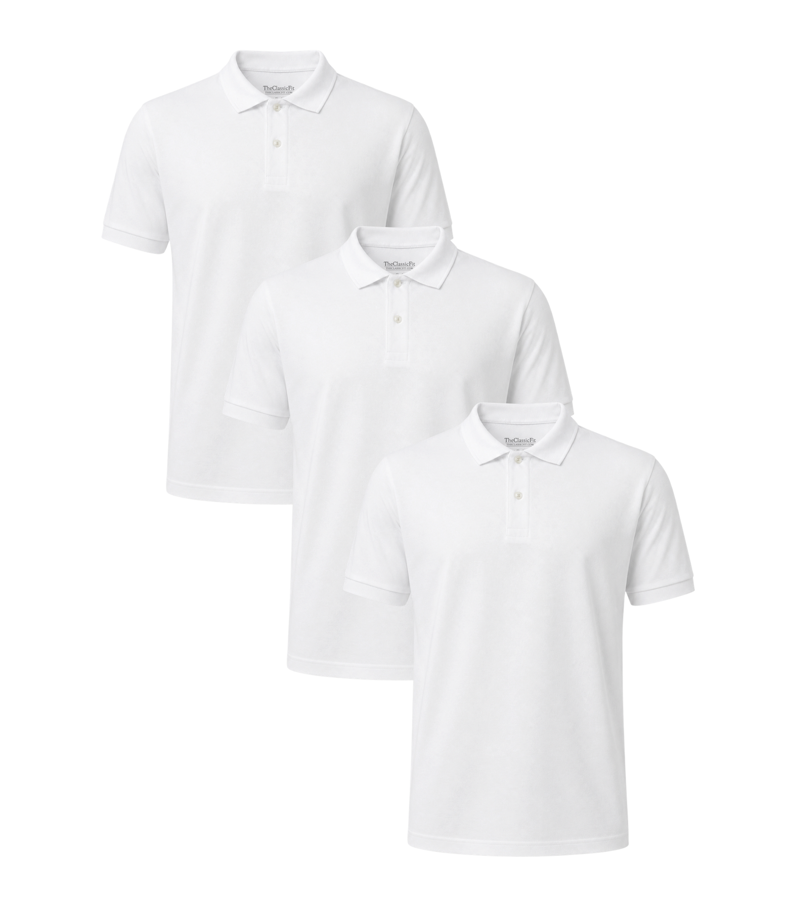 All White Classic Polo 3 Pack