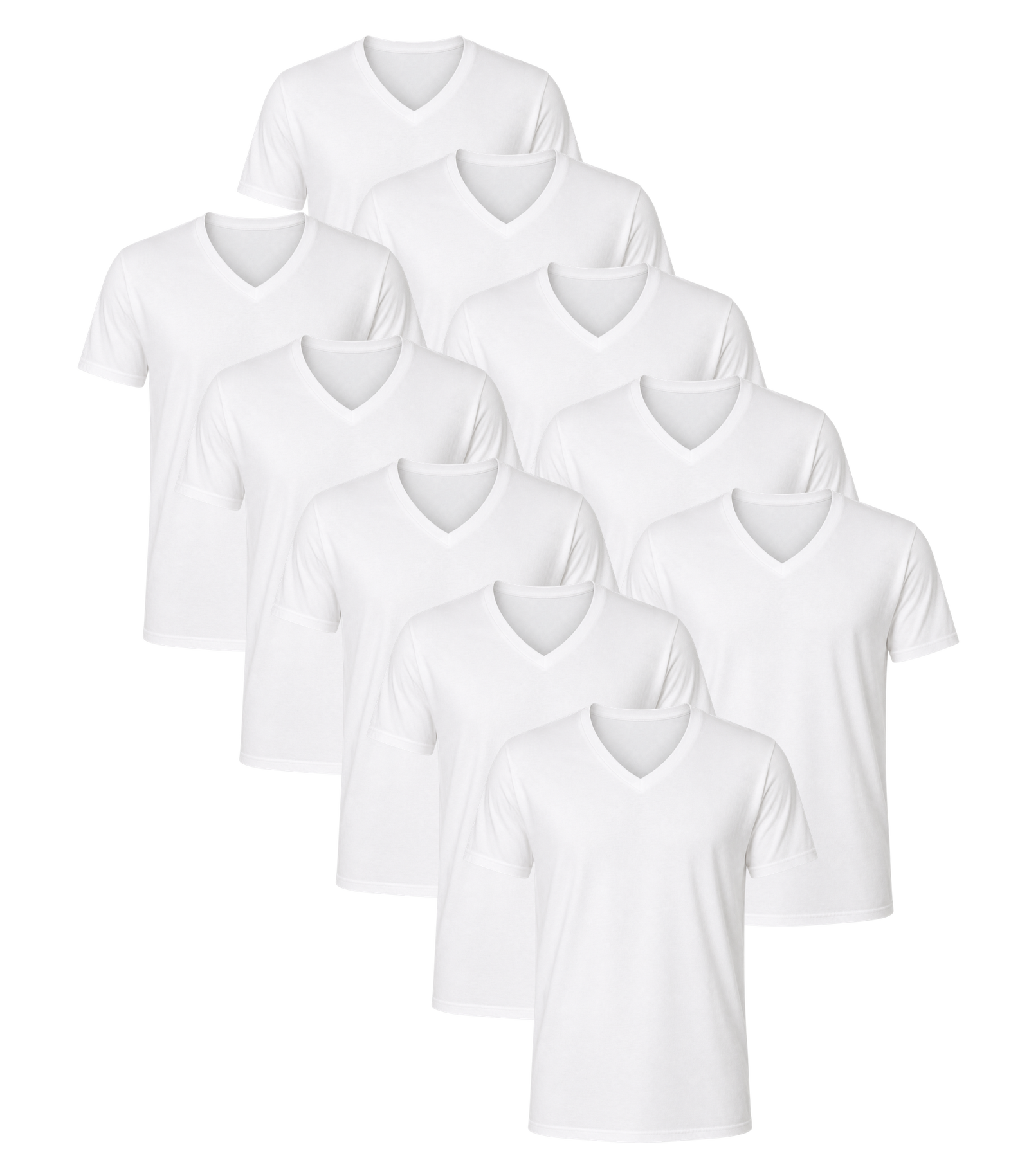 All White Classic V Neck 10 Pack