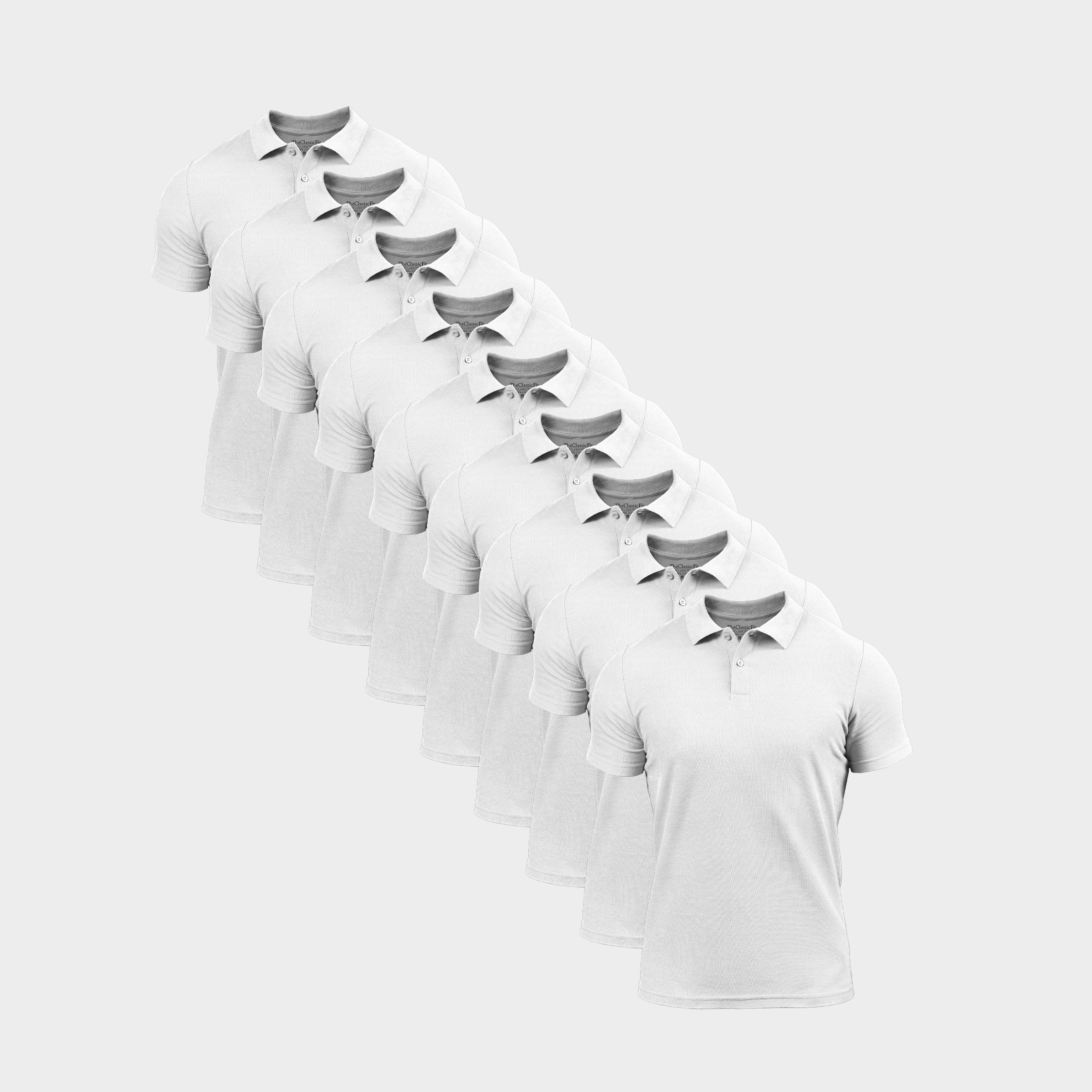 All White Polo Shirt 9-Pack S