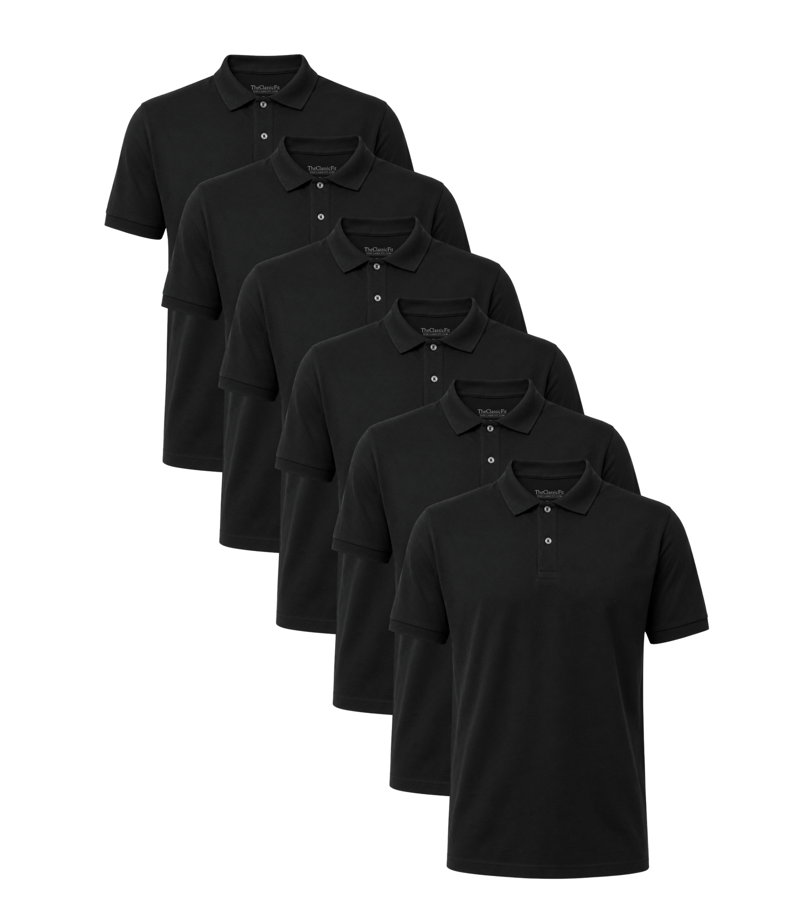 All Black Classic Polo 6 Pack