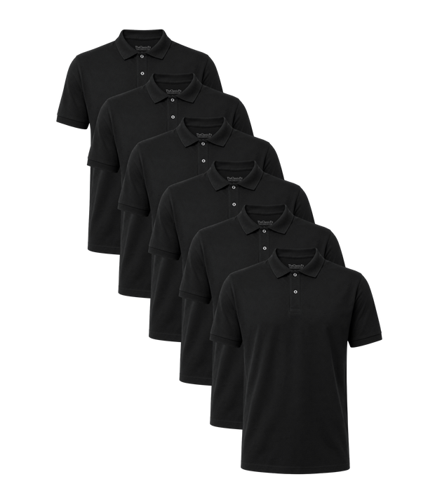 All Black Classic Polo 6 Pack