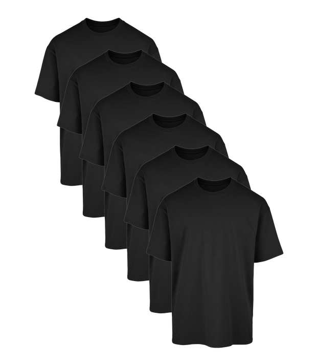 All Black Classic Oversized Tee 6 Pack