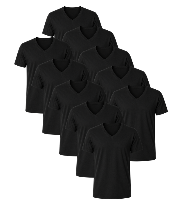 All Black Classic V Neck 10 Pack