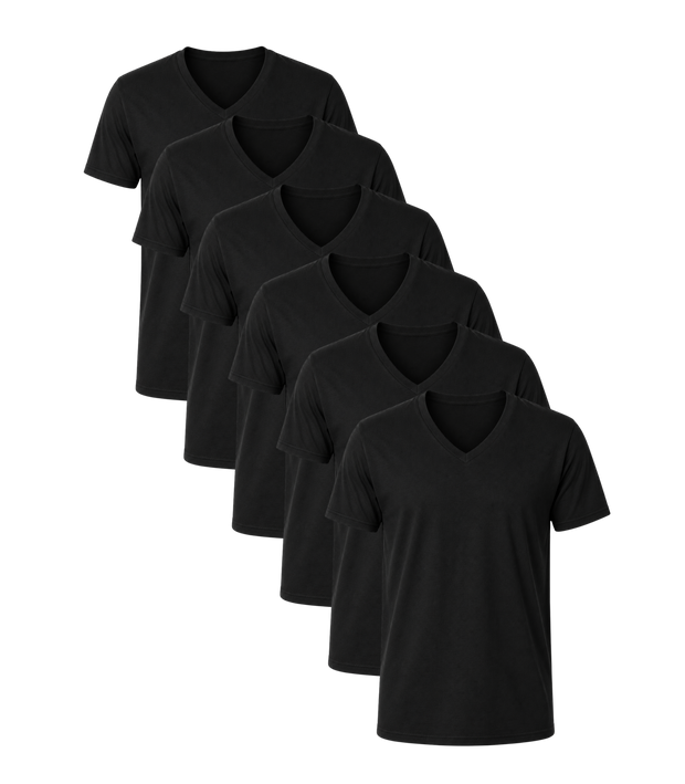 All Black Classic V Neck 6 Pack