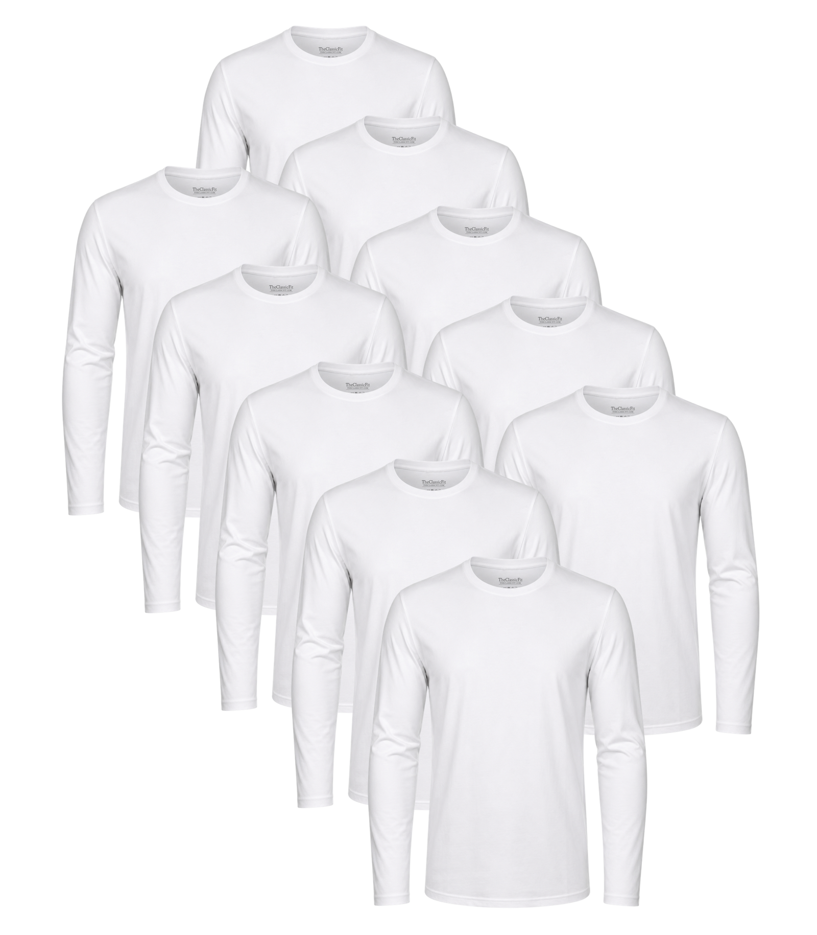All White Classic Longsleeve Tee 10 Pack
