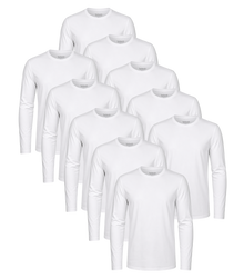 All White Classic Longsleeve Tee 10 Pack