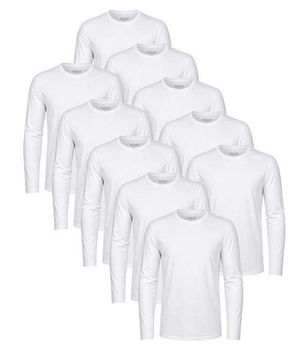 All White Classic Longsleeve Tee 10 Pack