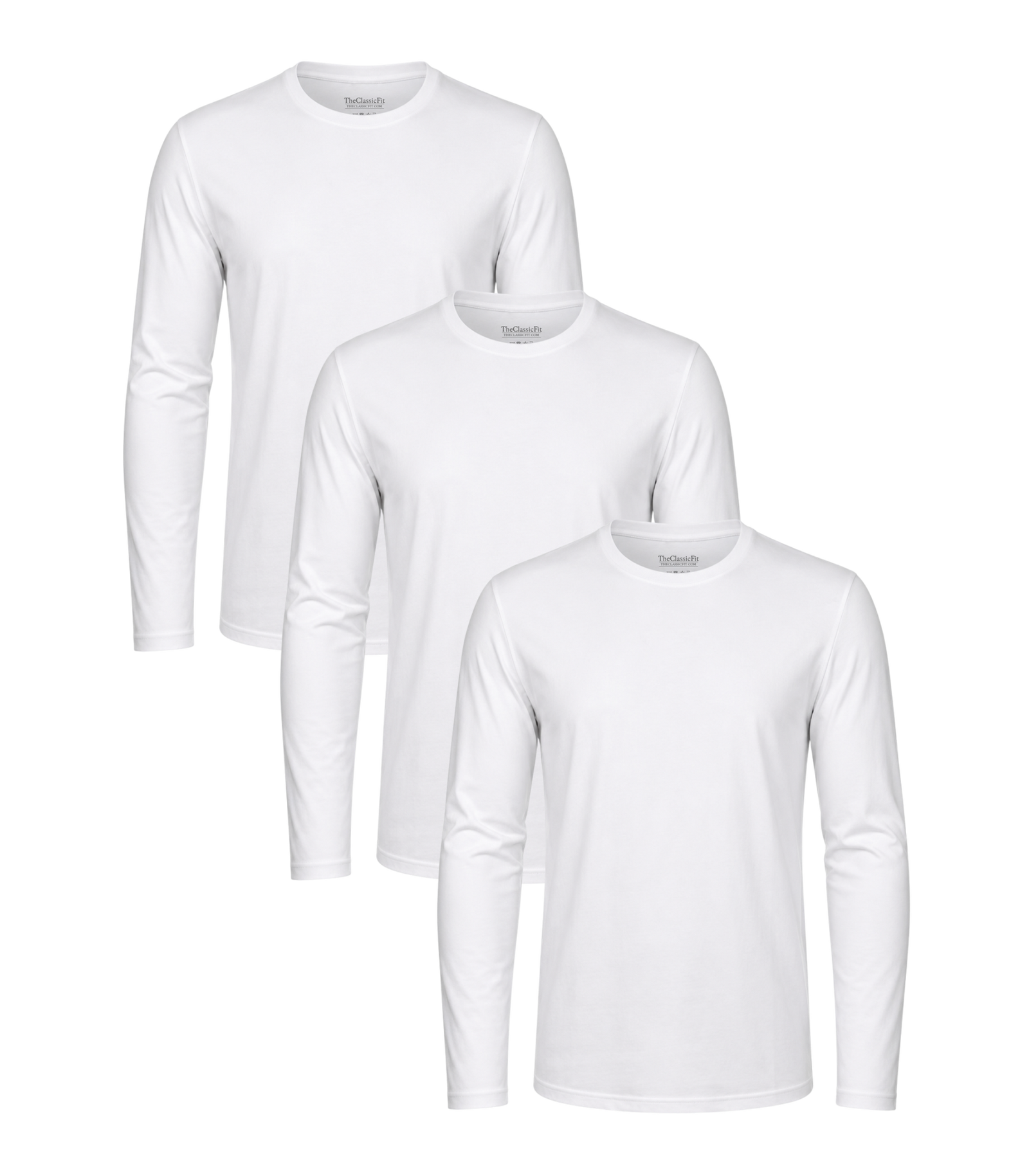All White Classic Longsleeve Tee 3 Pack
