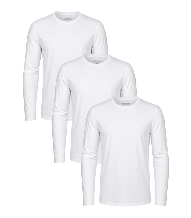 All White Classic Longsleeve Tee 3 Pack