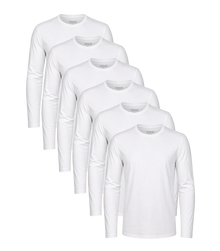 All White Classic Longsleeve Tee 6 Pack