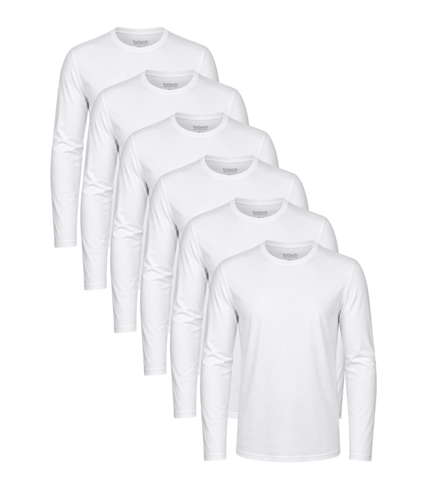All White Classic Longsleeve Tee 6 Pack