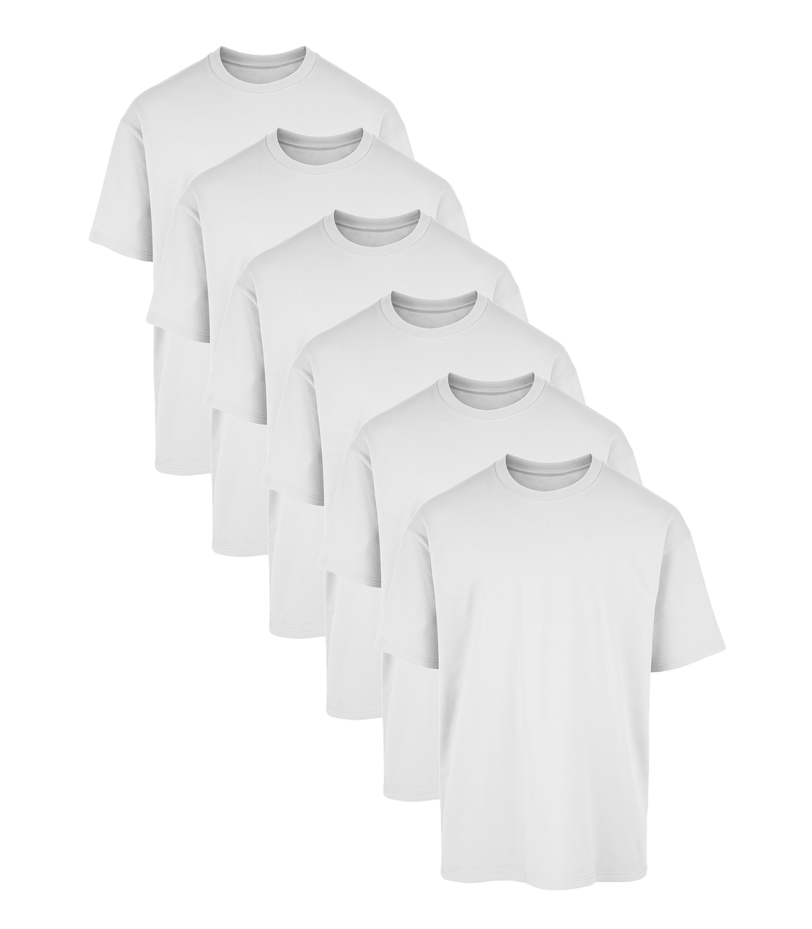 All White Classic Oversized Tee 6 Pack