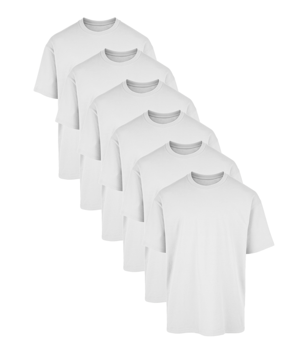 All White Classic Oversized Tee 6 Pack