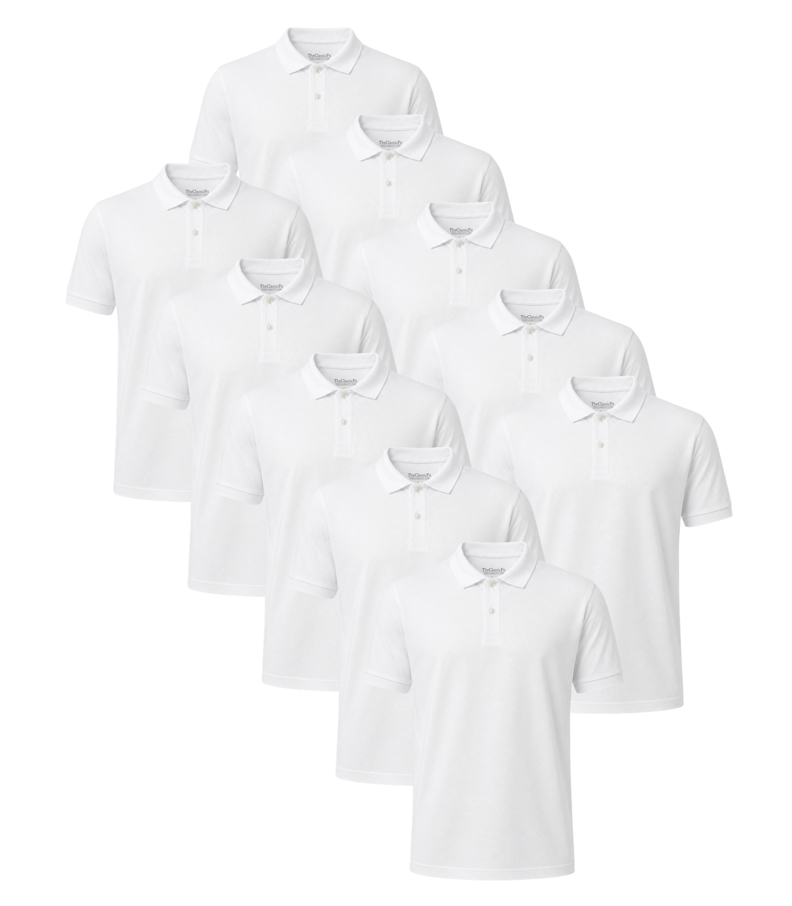 All White Classic Polo 10 Pack