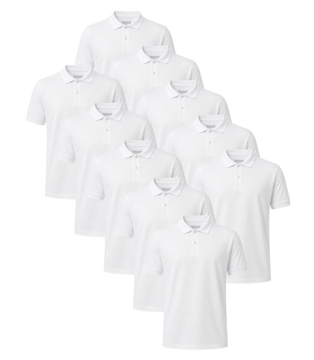 All White Classic Polo 10 Pack