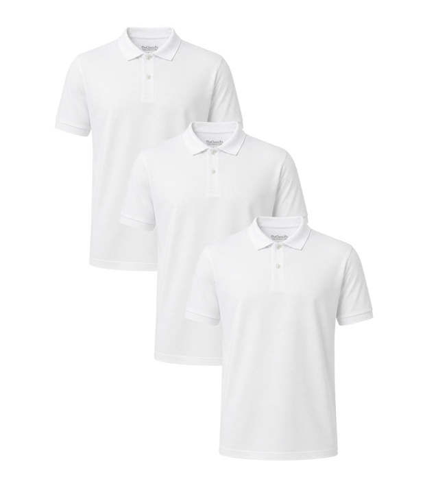 All White Classic Polo 3 Pack