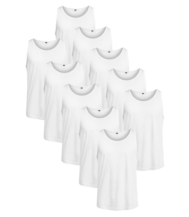 All White Classic Tank 10 Pack