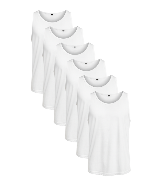 All White Classic Tank 6 Pack