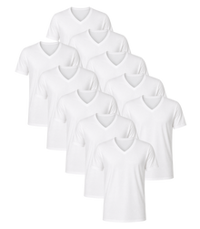 All White Classic V Neck 10 Pack