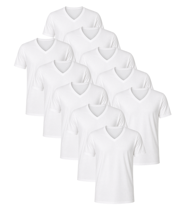 All White Classic V Neck 10 Pack
